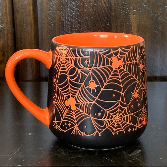 Disney Mickey Mouse Spider Web Ceramic Halloween Mug - Black & Orange - Picture 4 of 9